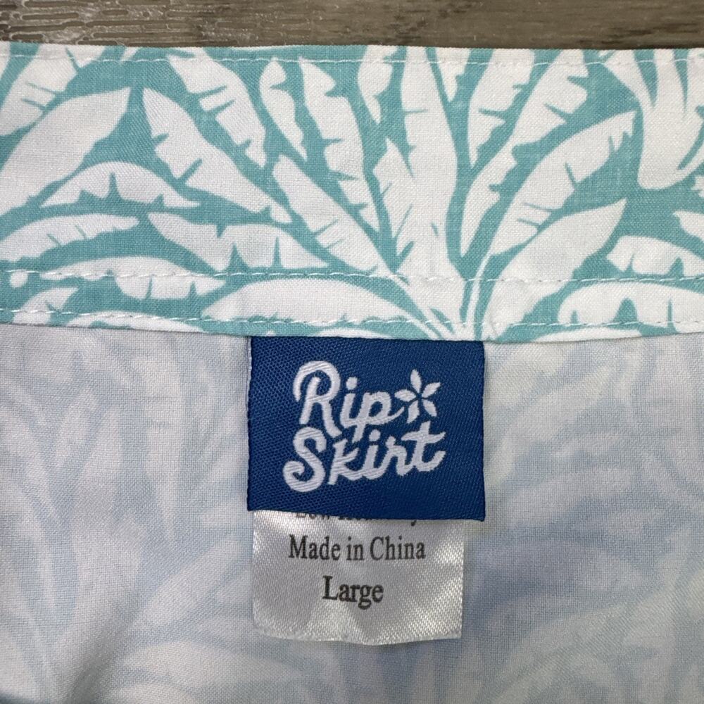 RipSkirt Hawaii Adjustable Swim Coverup Wrap Skirt Blue White Pattern sz L - Picture 3 of 5
